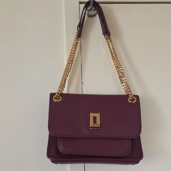 Karl Lagerfeld Plum Shoulder Bag with Gold Chain - Picture 3 of 16